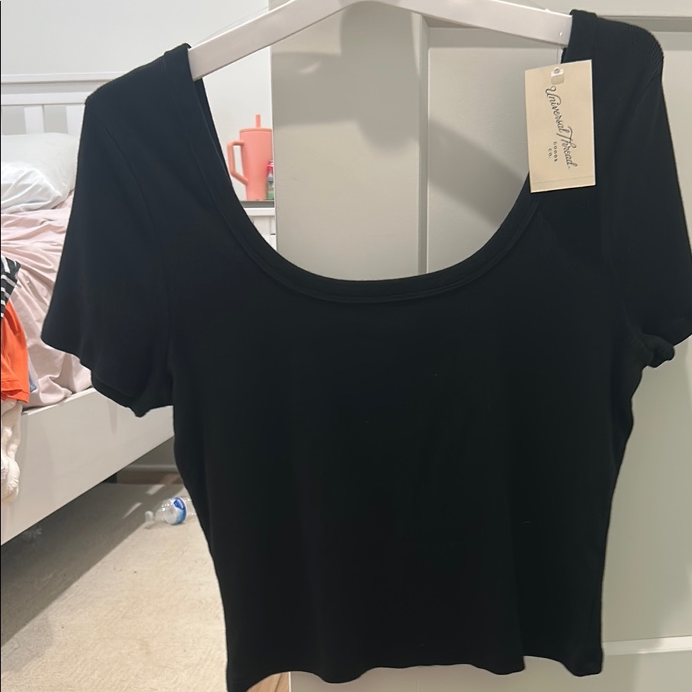 Universal Thread Black Fitted Crop Bodysuit